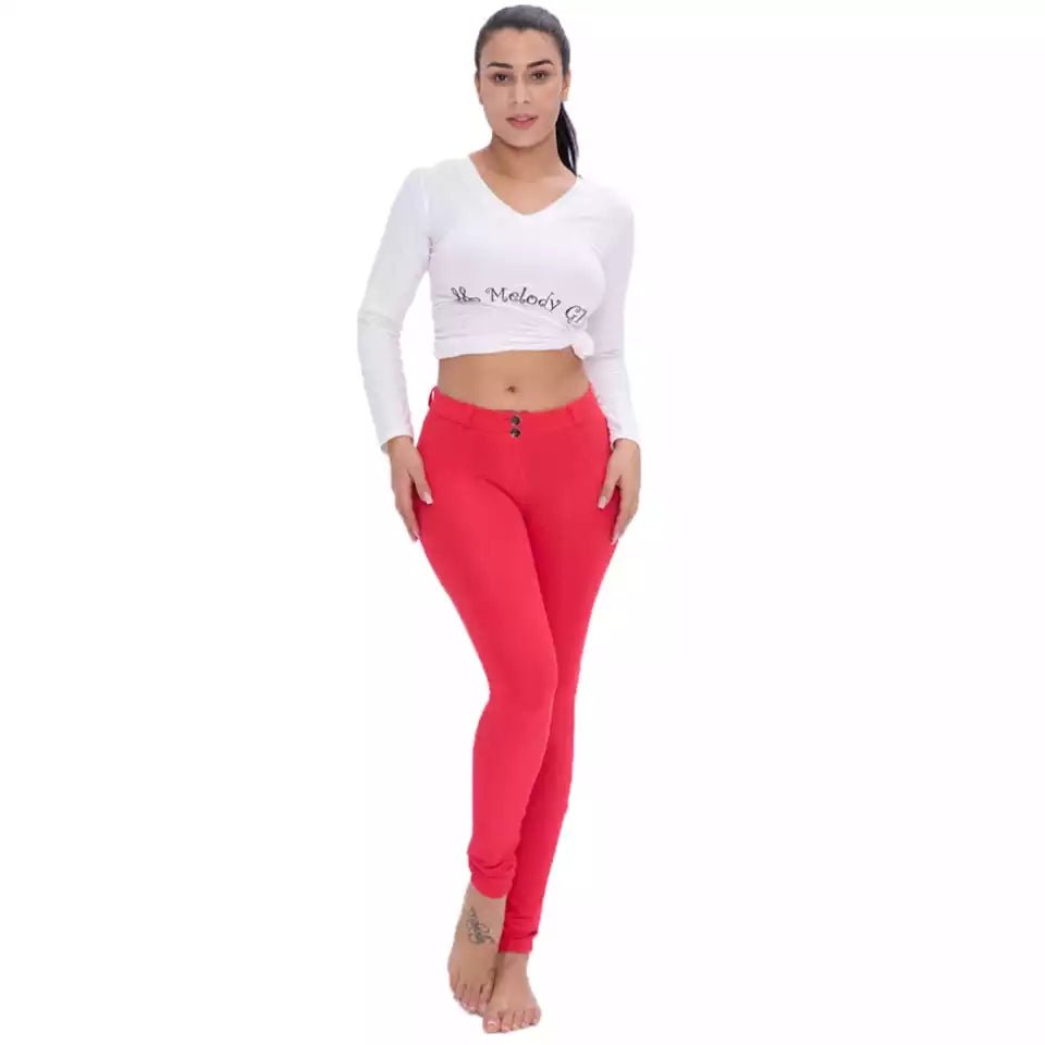 Melody Red High Waisted Leggings Running Tights Womens Firm Control  Bodysuit Elasticity Casual Solid Leggins For Feminina