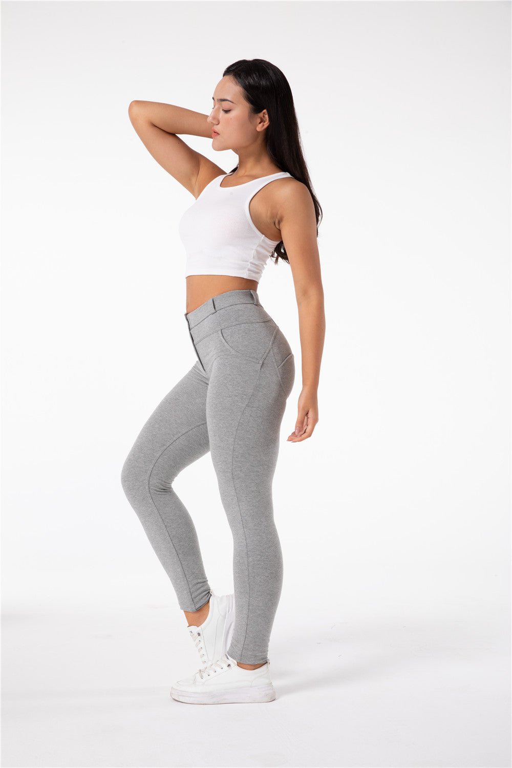 Melody Shaping Leggings Regular Mid Waist Cotton Grey - Melody South Africa
