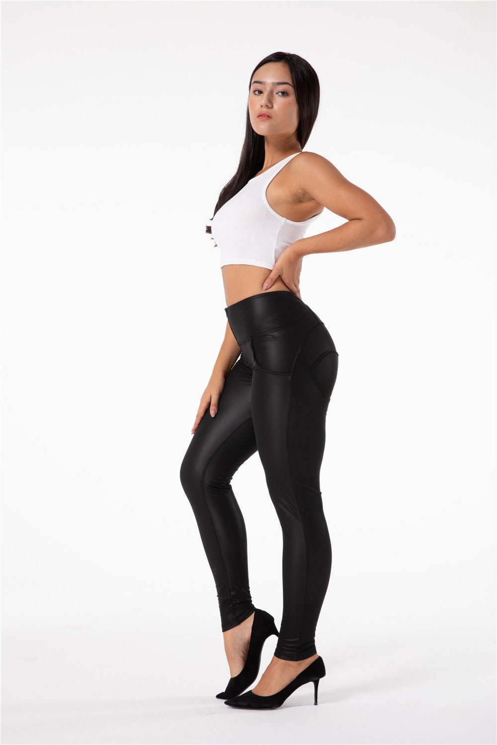 High Waist Faux Leather Shaping Pants - Black – Melody South Africa