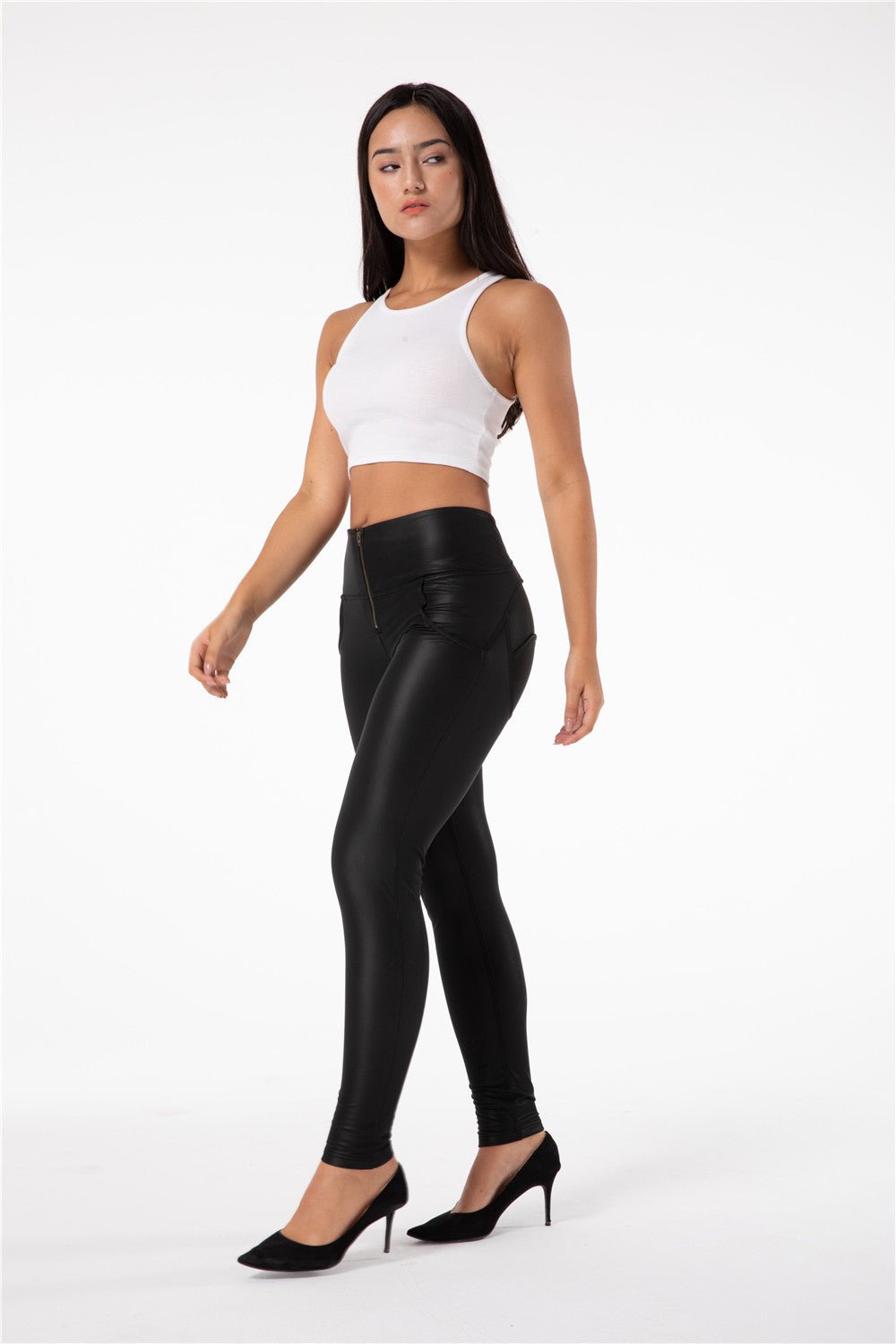 High Waist Faux Leather Shaping Pants - Black – Melody South Africa